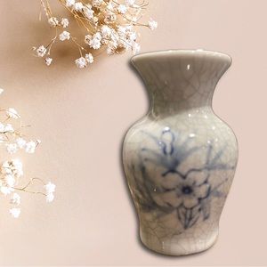 Vintage mini vase with blue flowers
